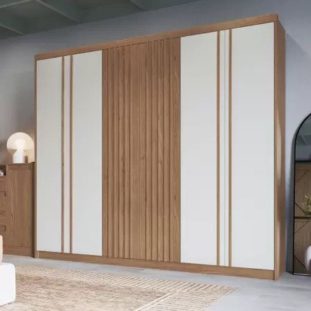 Guarda-roupa 6 Portas Florence 3383a 3 Gavetas Macadâmia/blanc - Castro Florença