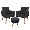 Ver imagem 1 de Kit 2 Poltronas E Puff Redonda e Preto