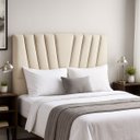 Ver imagem 1 de Cabeceira Cama Box King 195 Cm Lizza em Veludo com Frame:bege