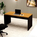Ver imagem 3 de Mesa Escrivaninha 1,50m X 0,70m Pés Painel 100% Mdf F5 Cor:freijó com Preto