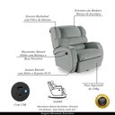 Ver imagem 3 de Poltrona do Papai Sala de Cinema Reclinável Kylie Glider Manual Giratória USB PU Cinza G23 Gran Belo