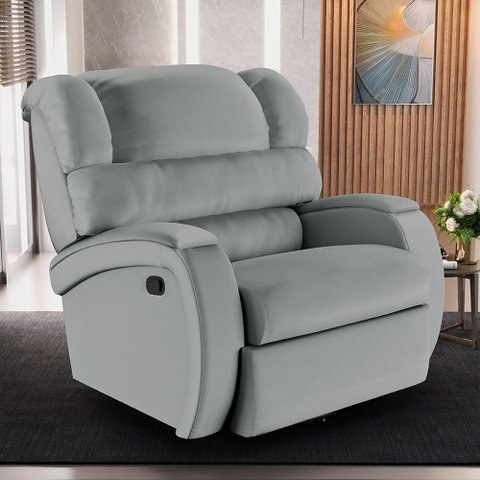 Poltrona do Papai Sala de Cinema Reclinável Kylie Glider Manual Giratória USB PU Cinza G23 Gran Belo