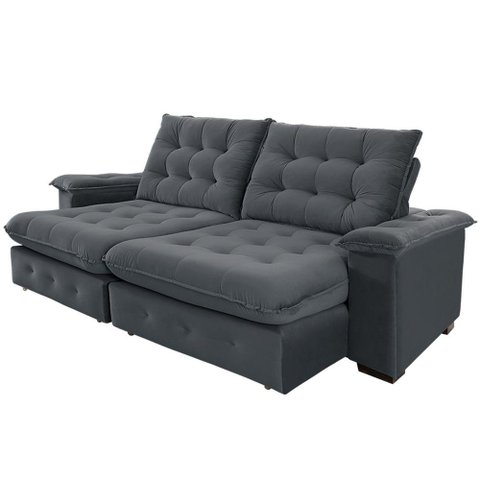 Sofá 3 Lugares Coliseu 2.30m Retrátil e Reclinável Super Pillow - Chumbo