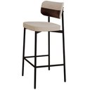 Ver imagem 6 de Kit 05 Banquetas Alta Bar Cozinha Sala de Jantar Aço Preto Kaira C01 Linho Areia Courino Café -