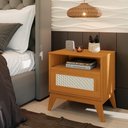 Ver imagem 1 de Mesa de Cabeceira Rattan Pés em Mdf 25mm com 1 Gaveta Retrô
