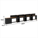 Ver imagem 3 de Conjunto de Escritório Noruega 3 Livreiro 1 Buffet e 4 Mesas 90cm - Via Nossa - Preto e Cedro