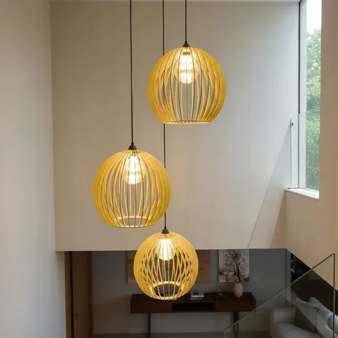 Lustre Pendente para Sala Pé Direito Duplo Trio Ball P7 - Marfim