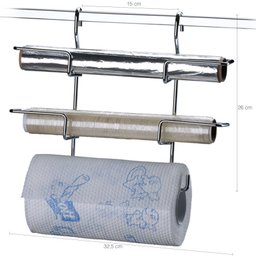 Suporte Triplo Rolos Papel Toalha Filme Alumínio para Barra - 2