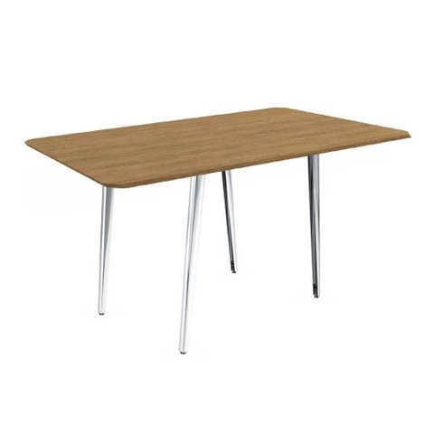 Mesa de Sala Jantar Iguaçu Aço C/tampo Madeirado 160x90cm Cromada/nogueira - Kappesberg