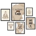 Ver imagem 1 de Composição 6 Quadros Decorativos Cantinho Café Zen - com Vidro:madeira Preta