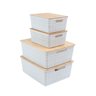 Kit 4 caixas organizadoras tampa bambu 2p/2m branca – Oikos - 1