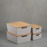 Kit 4 caixas organizadoras tampa bambu 2p/2m branca – Oikos - 5