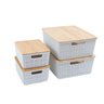 Kit 4 caixas organizadoras tampa bambu 2p/2m branca – Oikos - 8
