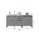 Ver imagem 4 de Kit 2 Balcões Modulados Gabinete Pia 120cm e Cooktop 80cm Mônaco sem Tampo