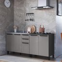 Ver imagem 1 de Kit 2 Balcões Modulados Gabinete Pia 120cm e Cooktop 80cm Mônaco sem Tampo