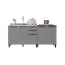 Ver imagem 3 de Kit 2 Balcões Modulados Gabinete Pia 120cm e Cooktop 80cm Mônaco sem Tampo