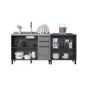 Ver imagem 2 de Kit 2 Balcões Modulados Gabinete Pia 120cm e Cooktop 80cm Mônaco sem Tampo