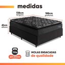 Ver imagem 4 de Cama Box Casal Colchão com Molas Ensacadas City Pillow Top 138x188x61cm Preto Hellen