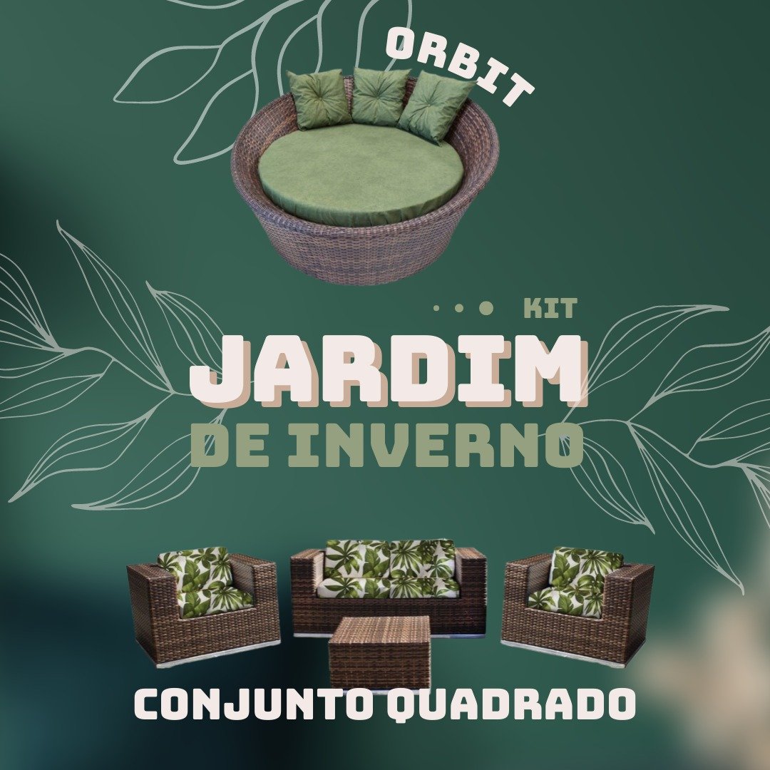 Kit Jardim de Inverno - Chaise Orbit  Verde Bandeira+ Jogo Quadrado com Poltrona Sofá e Mesa Centro  - 2
