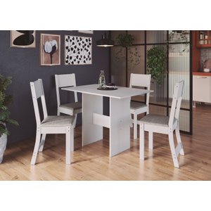 CONJUNTO DE SALA DE JANTAR PREDILLETA KARLA 1,10 C/4 CADEIRAS BRANCA