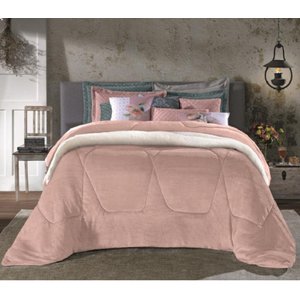 COBERDROM COM SHERPA TOQUE MACIO SOLTEIRO ROSA TULE- HEDRONS