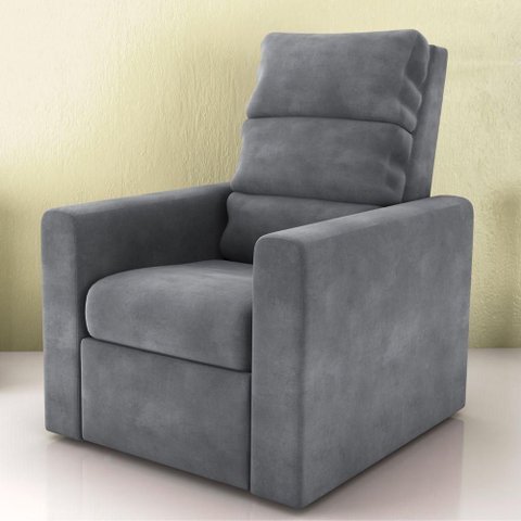 Poltrona Reclinável Casa Riviera Veludo Encosto Ajustável Cinza Matrix 69cm 110kg
