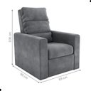 Ver imagem 3 de Poltrona Reclinável Casa Riviera Veludo Encosto Ajustável Cinza Matrix 69cm 110kg