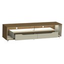 Ver imagem 2 de Rack para Tv até 65 Polegadas Lapislazzuli 2 Gavetas com Vidro e Led Cedro/off White - Pnr Móveis