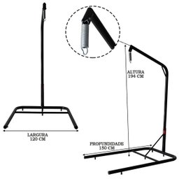Suporte Preto, Mola e Mosquetão para balanço Suspenso Ninho - 4