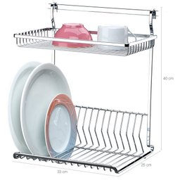 Escorredor Prateleira Pratos Copos Encaixe Em Barra Louças Cromado - 2 Escorredor Prateleira Pratos Copos Encaixe Em Barra Louças Cromado - 2