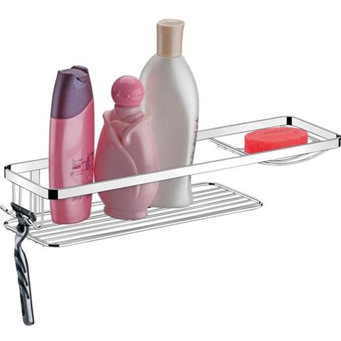 Suporte Aço Cromado Porta Shampoo Sabonete Gilette Banheiro