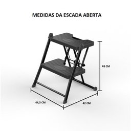 Escada Alcance De 02 Degraus Preta - Anodilar - 2