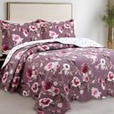 Ver imagem 2 de Kit Cobre Leito Colcha Magnus Solteiro 2 Peças Dupla Face Estampado Floral - Vinho - 100% Polié