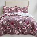 Ver imagem 3 de Kit Cobre Leito Colcha Magnus Solteiro 2 Peças Dupla Face Estampado Floral - Vinho - 100% Polié