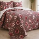 Ver imagem 4 de Kit Cobre Leito Colcha Magnus Solteiro 2 Peças Dupla Face Estampado Floral - Vinho - 100% Polié
