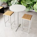 Ver imagem 1 de Conjunto Mesa Alta Bar Bistrô Redonda Branca 2 Bancos Pinus Industrial White Don Castro Decor Indust