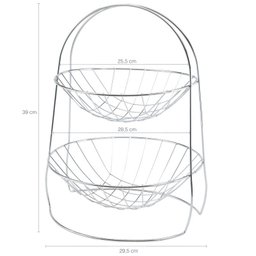 Fruteira Dois Andares Aço Cromado Dupla Redonda Frutas Mesa - 3