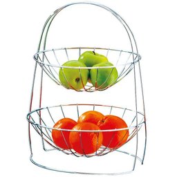 Fruteira Dois Andares Aço Cromado Dupla Redonda Frutas Mesa - 2