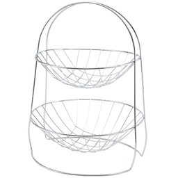 Fruteira Dois Andares Aço Cromado Dupla Redonda Frutas Mesa - 1