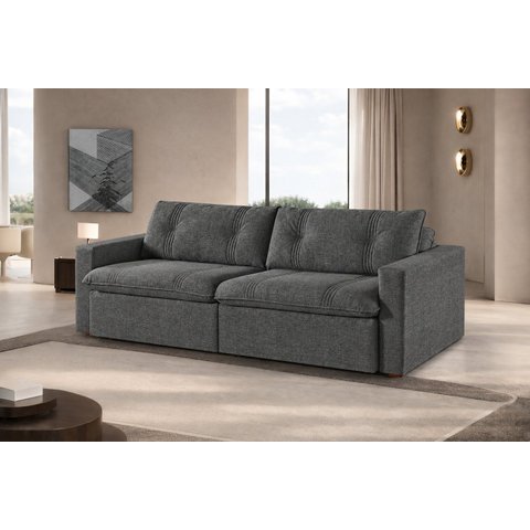 Sofá Retrátil 03 Lugares Linho Coimbra 210 cm Yescasa