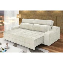 Sofá 4 Lugares Connect Retrátil e Reclinável 2,50M Suede Amassado Champagne - 1