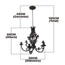 Ver imagem 2 de Lustre Rústico Ouro Velho com Folhas e Pássaros de Madeira