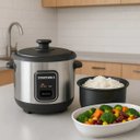 Ver imagem 4 de Panela de Arroz Elétrica 1 Litro 127V Preta Cozinha Rápida Antiaderente, Cozimento a Vapor