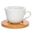 Ver imagem 2 de Jogo Xicaras Café em Porcelana Branca e Pires Bambu Wincy