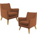 Ver imagem 1 de Kit 02 Poltronas Decorativas com Pés de Madeira Taroba D02 Veludo Telha C-262 - Lyam Decor