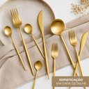 Ver imagem 2 de Kit Talheres Dourados em Aço Inox 24 Peças Fosco Acetinado para Mesa Posta Elegante Utimix