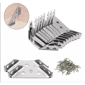 Kit 10 Conjunto Conectores de Canto de Móveis de Aço Inox 304