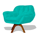 Ver imagem 2 de Poltrona Miami Base Giratória Decorativa - Azul Turquesa Divini Decor