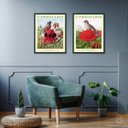 Ver imagem 1 de Kit 2 Quadros Passarinhos com Flores 24x18cm - com Vidro:moldura Branca