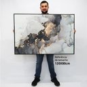 Ver imagem 2 de Quadro Decorativo em Canvas Abstrato Mármore Elegance TaColado Moldura Flutuante 4,5cm Branca 120 x